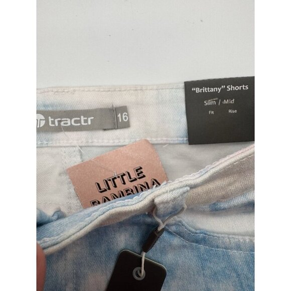 NWT Tractr Girl’s Shorts 16 Tie Dye Blue Pink White Cutoff Jean Cotton Candy - Picture 6 of 10